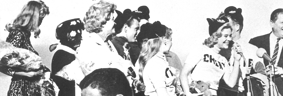 black and white photo of the mouseketeers