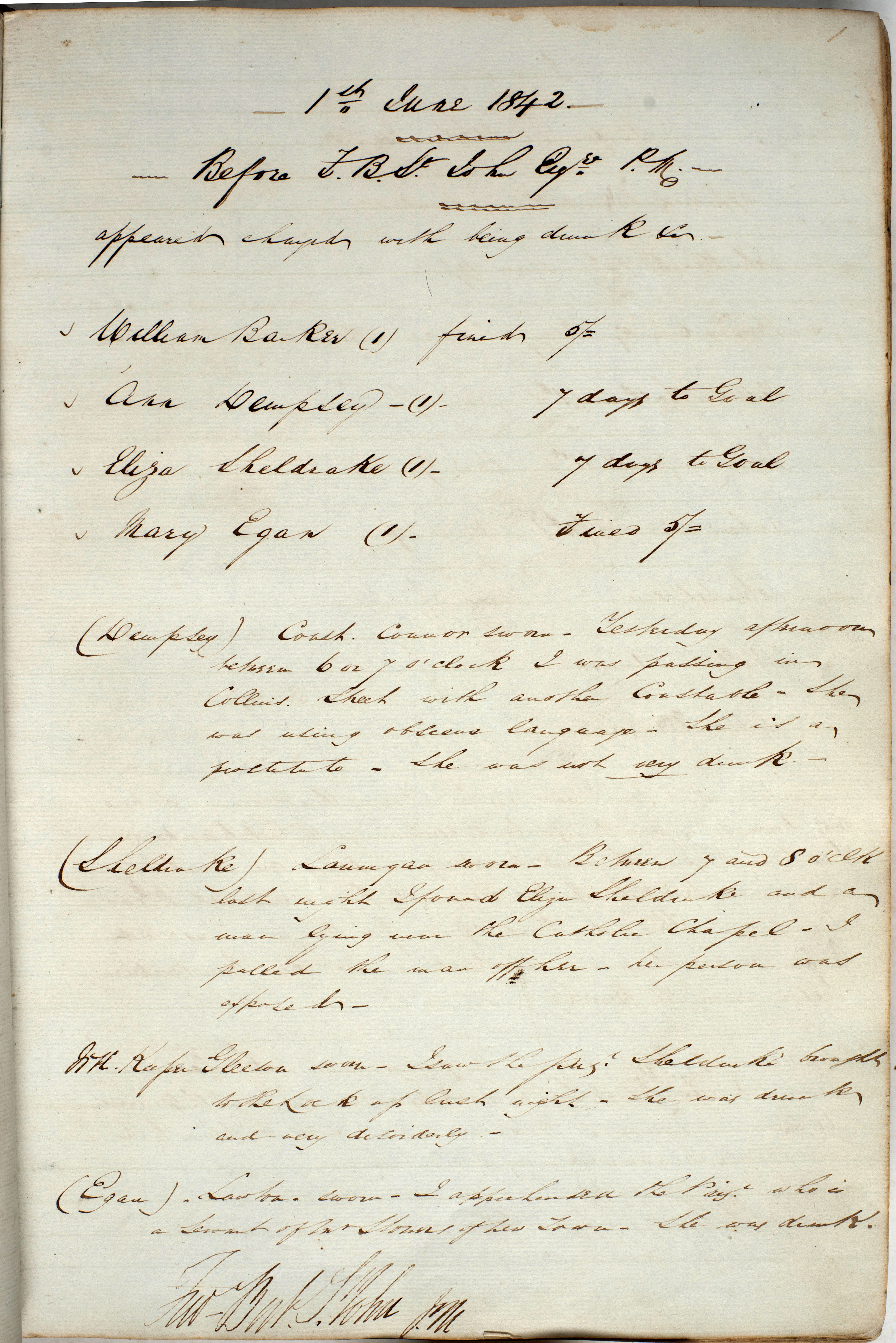 Register of Drunkards