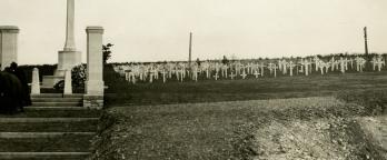 Sepia image of war graves cemetery, Villers Bretonneux, France