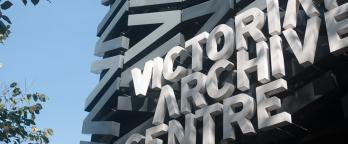 An image of the entrance sign to Victorian Archive Centre