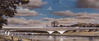 Detail of painting of freeway bridge