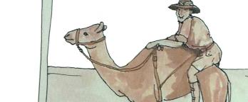 drawing of a man on a camel