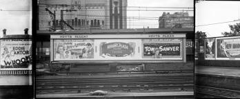 black and white photos of billboards