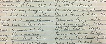 photo of handwritten notes in a notebook relating to a deceased person being found