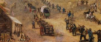 Painting by Sam Brees of Chinese heading to goldfields 